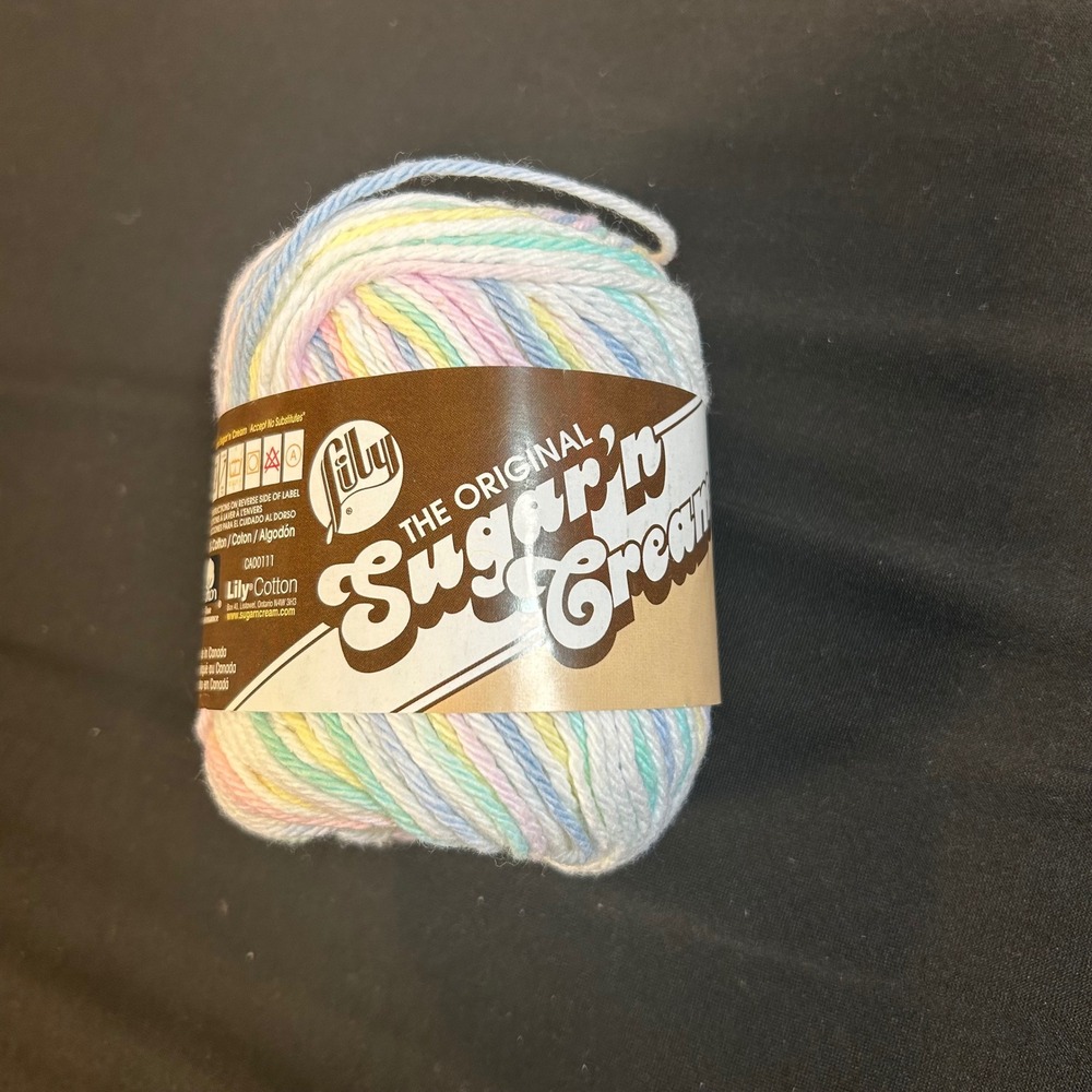 1-Skein 2oz 4ply Lily Sugar'n Cream cotton Pretty Pastels #00199 Lot #15513